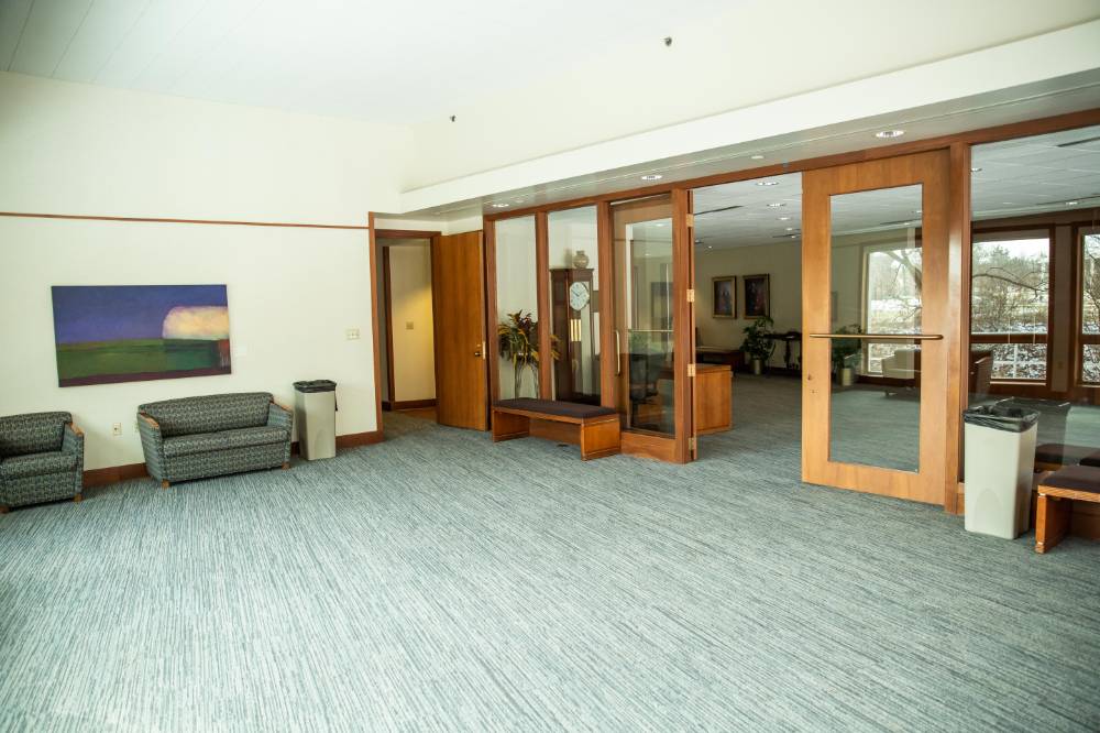 Image 1 of 9 The lounge of the Cook-DeWitt Center facing the auditorium.